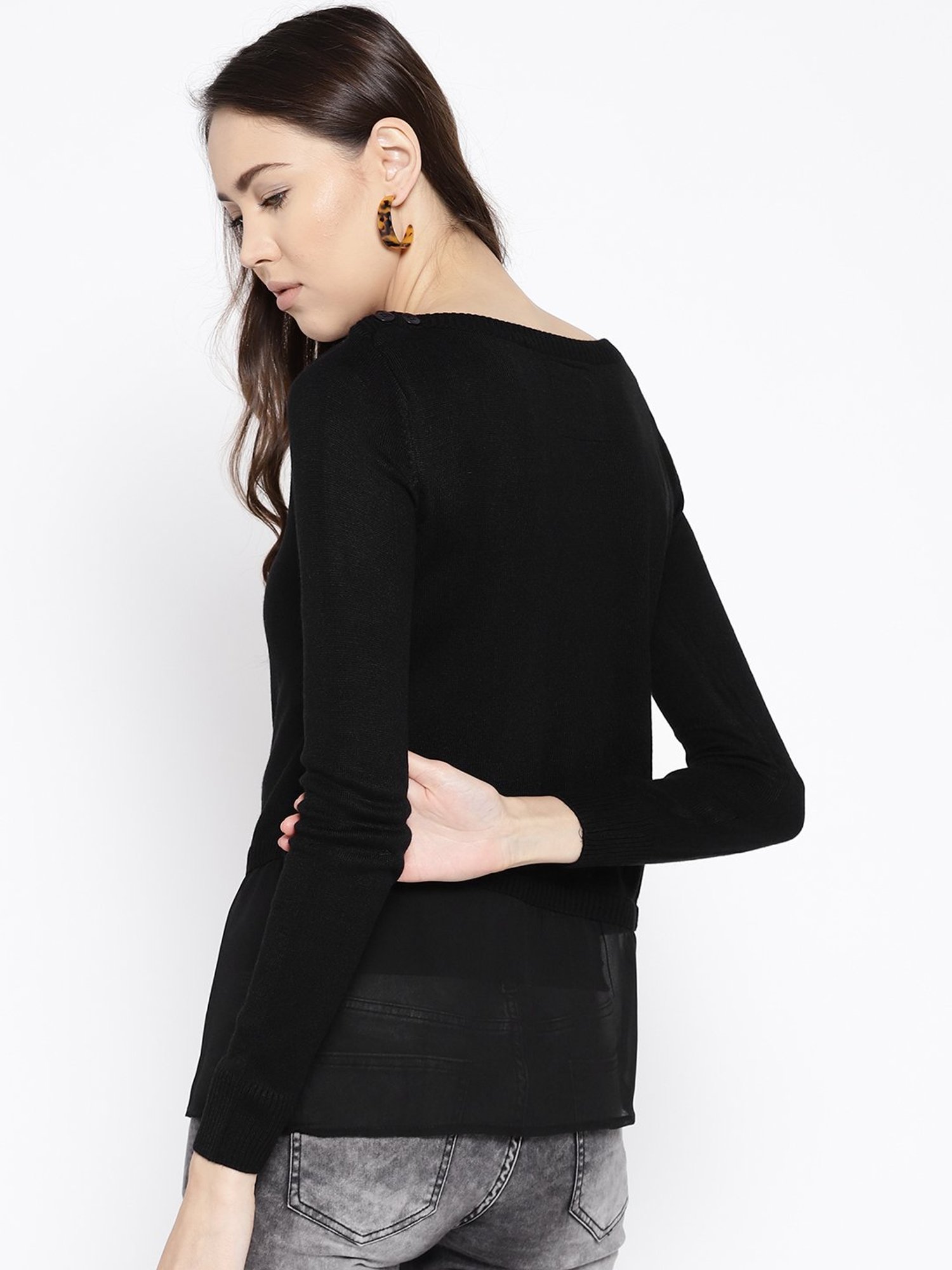 Cayman Black Full Sleeves Sweater
