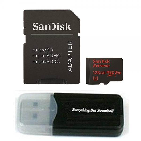 128GB Sandisk Micro SDXC Extreme 4K Samsung Galaxy Note 8, Note8, S8 Active, J7 Max, J3 Prime Memory Card for Android Phone MicroSD TF Flash 128G Class 10 with Everything But Stromboli Card Reader