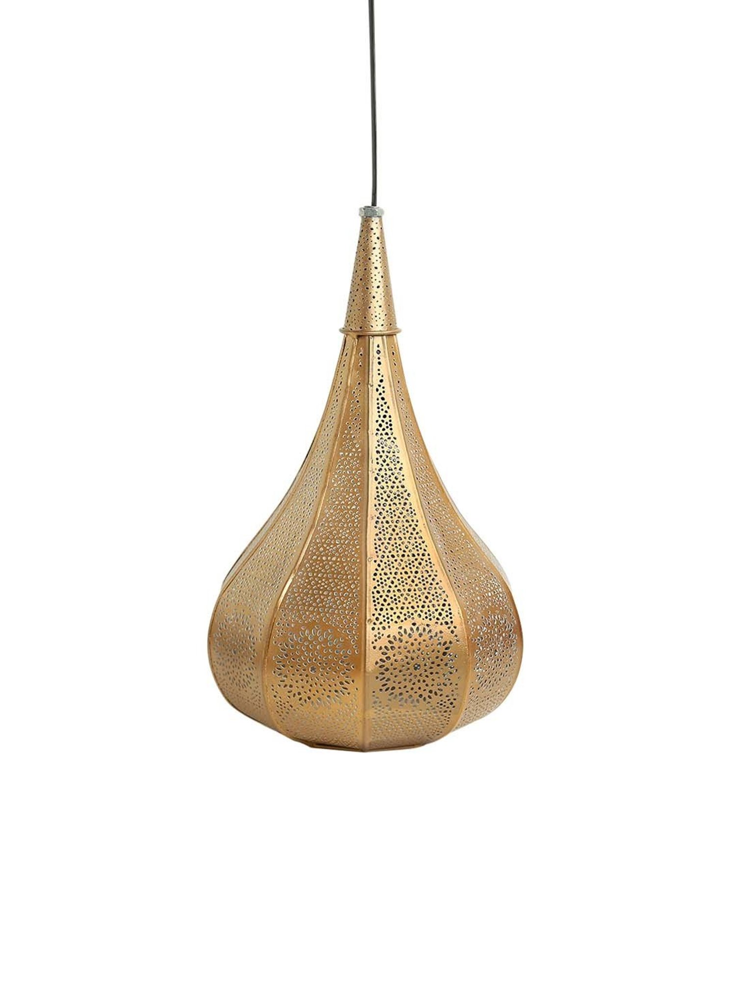 ExclusiveLane 'Morrocan Flame' Metallic Brown Iron Hand-Etched Pendant Lamp - Set of 1