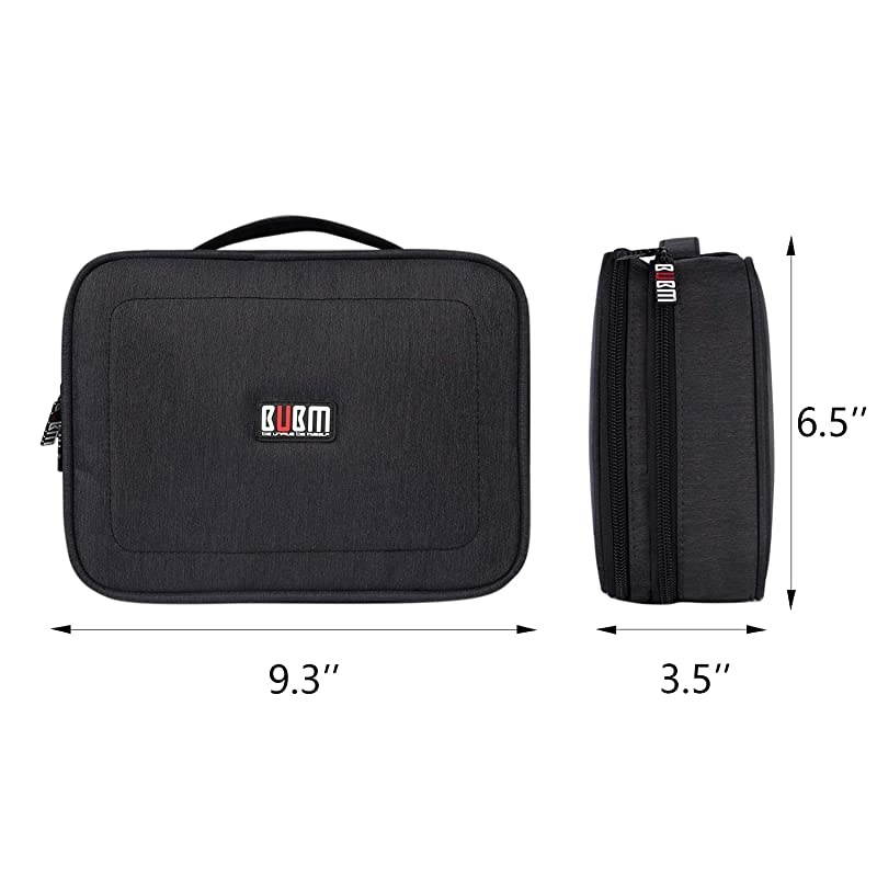 Electronic Organizer Double Layer Travel Gadget Storage Bag for Cables Cord USB Flash Drive Power Bank and Morea Sleeve Pouch for 79 iPad MiniMediumBlack