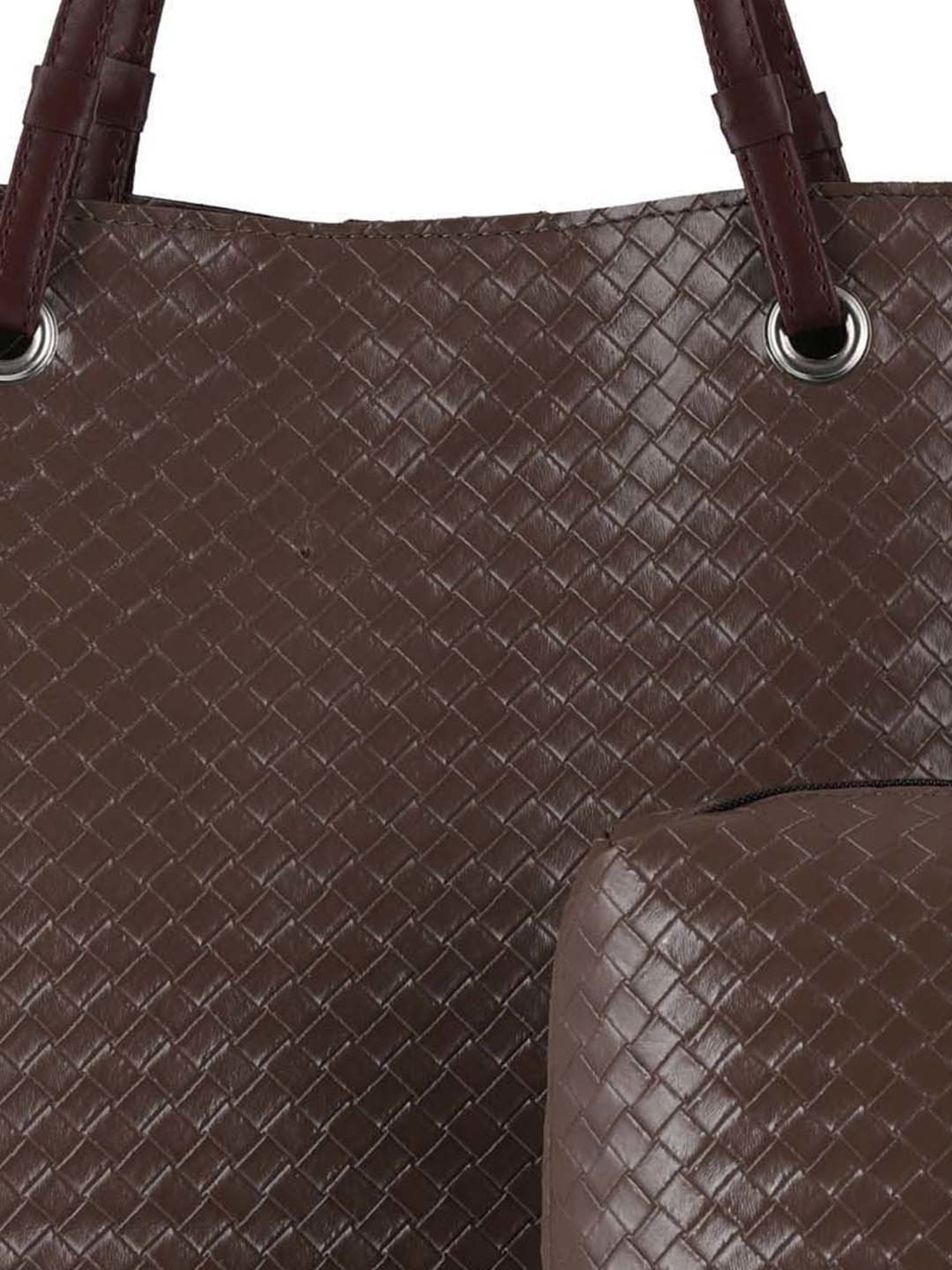 Toteteca Brown Textured Medium Tote Handbag