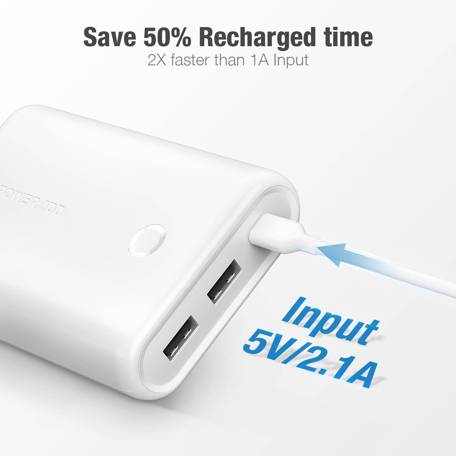 POWERADD Portable Charger EnergyCell 15000mAh Power Bank Dual 5V/2.4A Output External Battery Fast Charging Portable Charger for iPhone Samsung Cellphone, Black