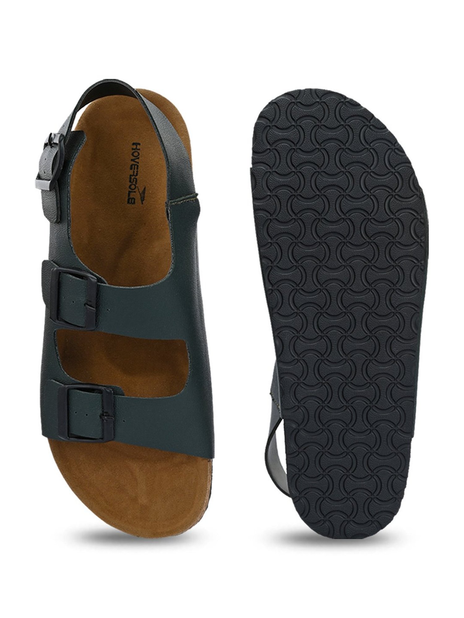 Hoversole Men's Green Cork Back Strap Sandals