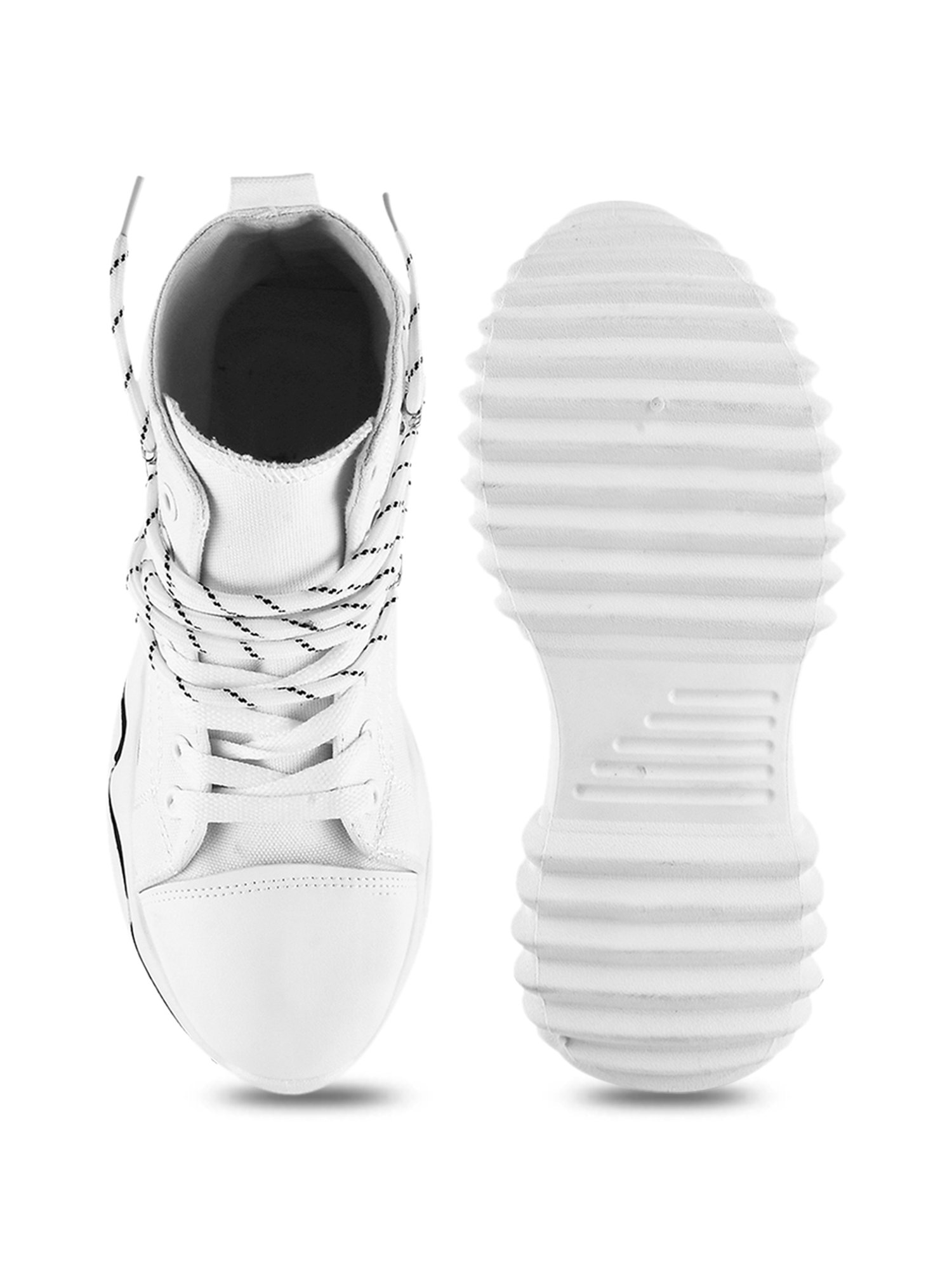 The White Pole Women's White Ankle High Sneakers