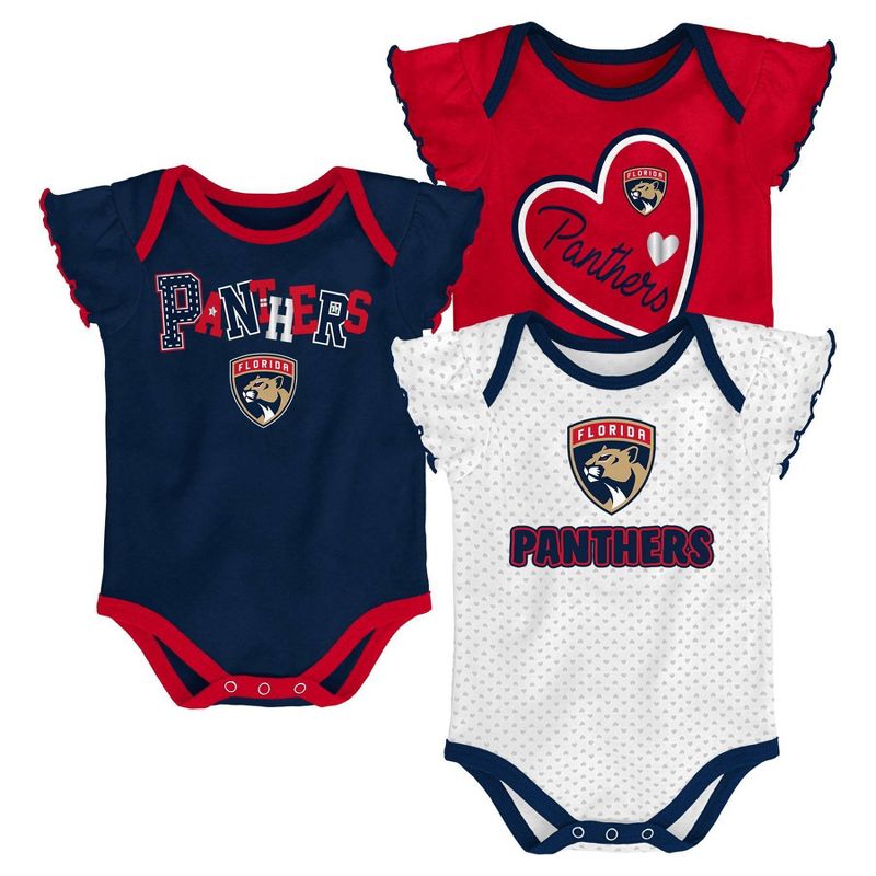 NHL Florida Panthers Girls' Winning Goal 3pk Body Suit Set - 12M