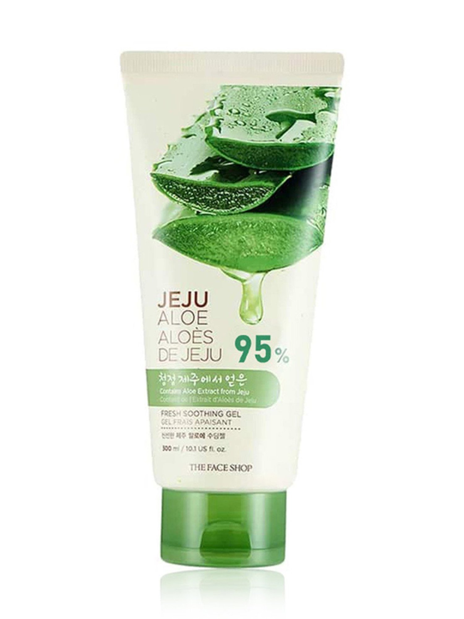 The Face Shop Jeju Aloe Fresh Soothing Gel Tube with Vitamin E for Body, Face & Hair - 300 ml