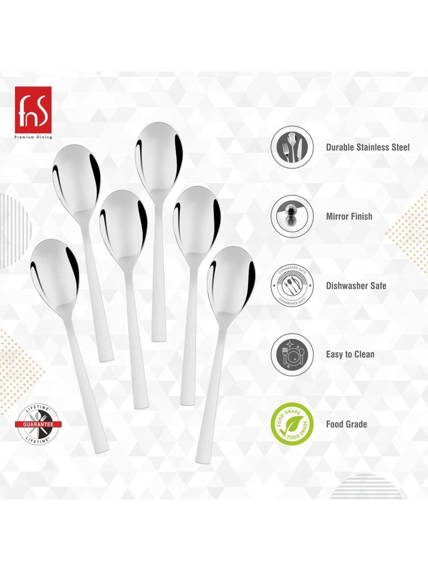 Sumeet S.S.Big Serving&Cooking Spoon Set-5pc(1 Turner,1Serving Spoon,1Skimmer,1Basting Spoon,1Ladle)