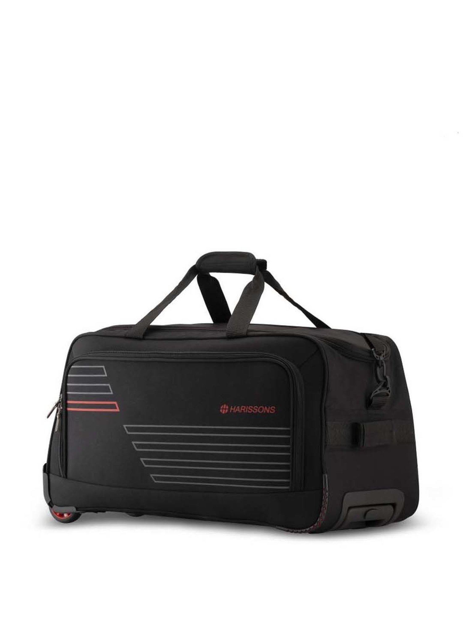 Harissons Eminent Black Polyester Solid Duffle Trolley Bag