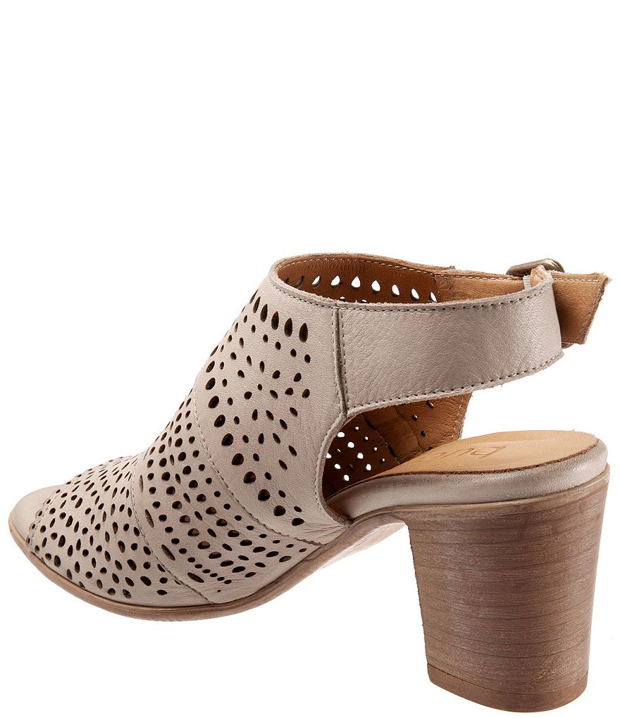 Bueno Upton Perforated Leather Block Heel Sling Sandals
