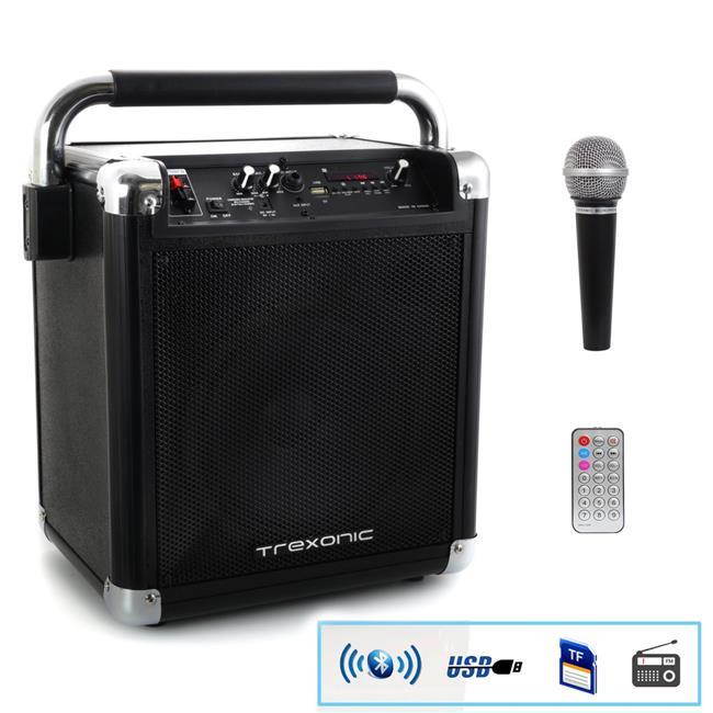 Trexonic TRX-99BLK Wireless Portable Party Speaker with USB Recording, FM Radio & Microphone, Black