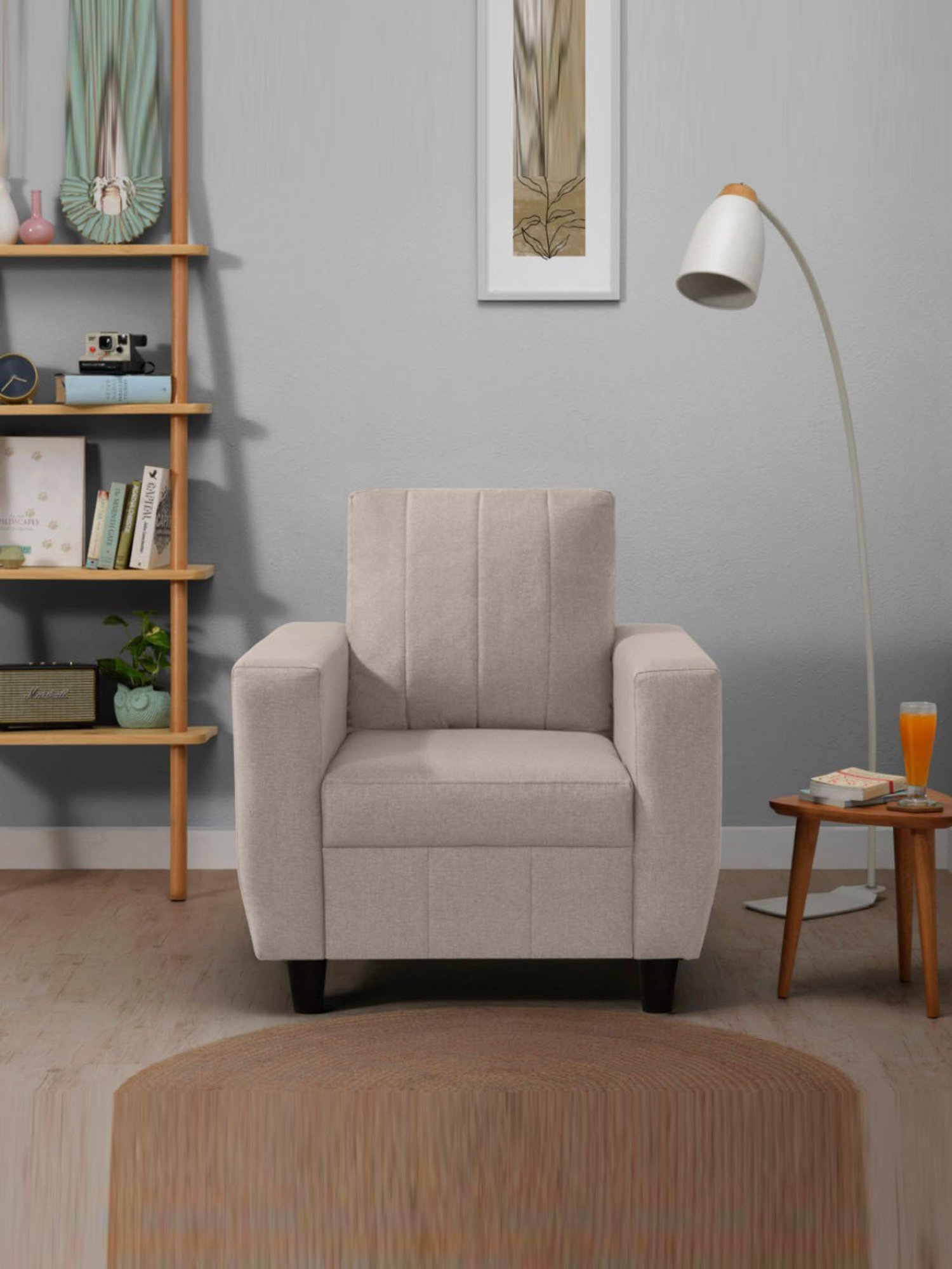 Sleepyhead Bae Pebble Brown Fabric 1 Seater Sofa