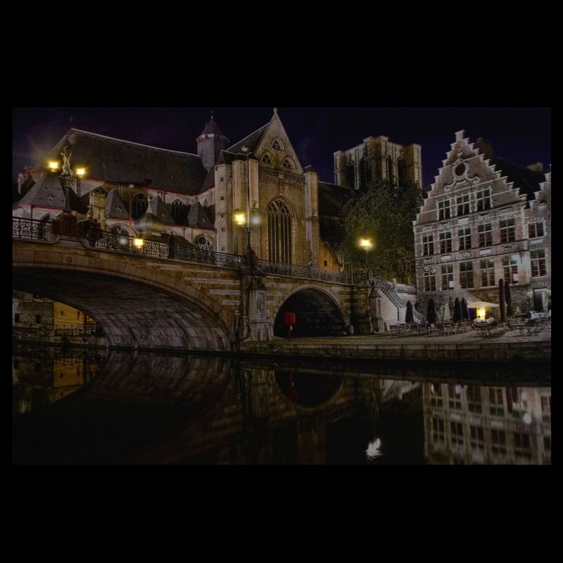 Northlight LED Lighted Famous St. Michael's Bridge and Church in Ghent, Belgium Canvas Wall Art 15.75" x 23.5"