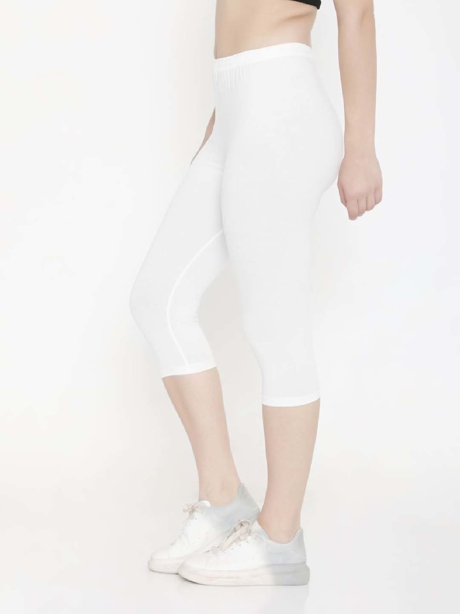 FEELINGS White Cotton Plain Capris