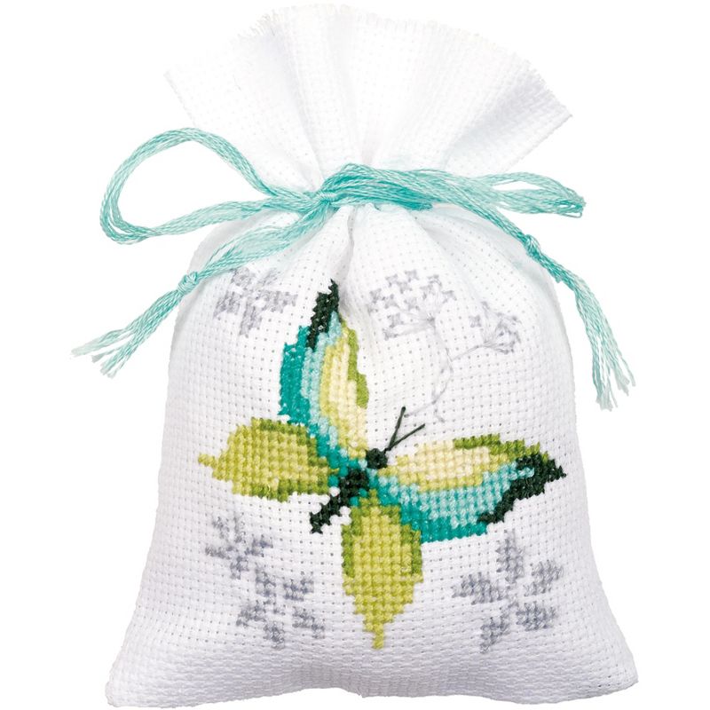 Vervaco Sachet Bags Counted Cross Stitch Kit 3.25"X4.75"-Butterflies (18 Count) 3/Pkg