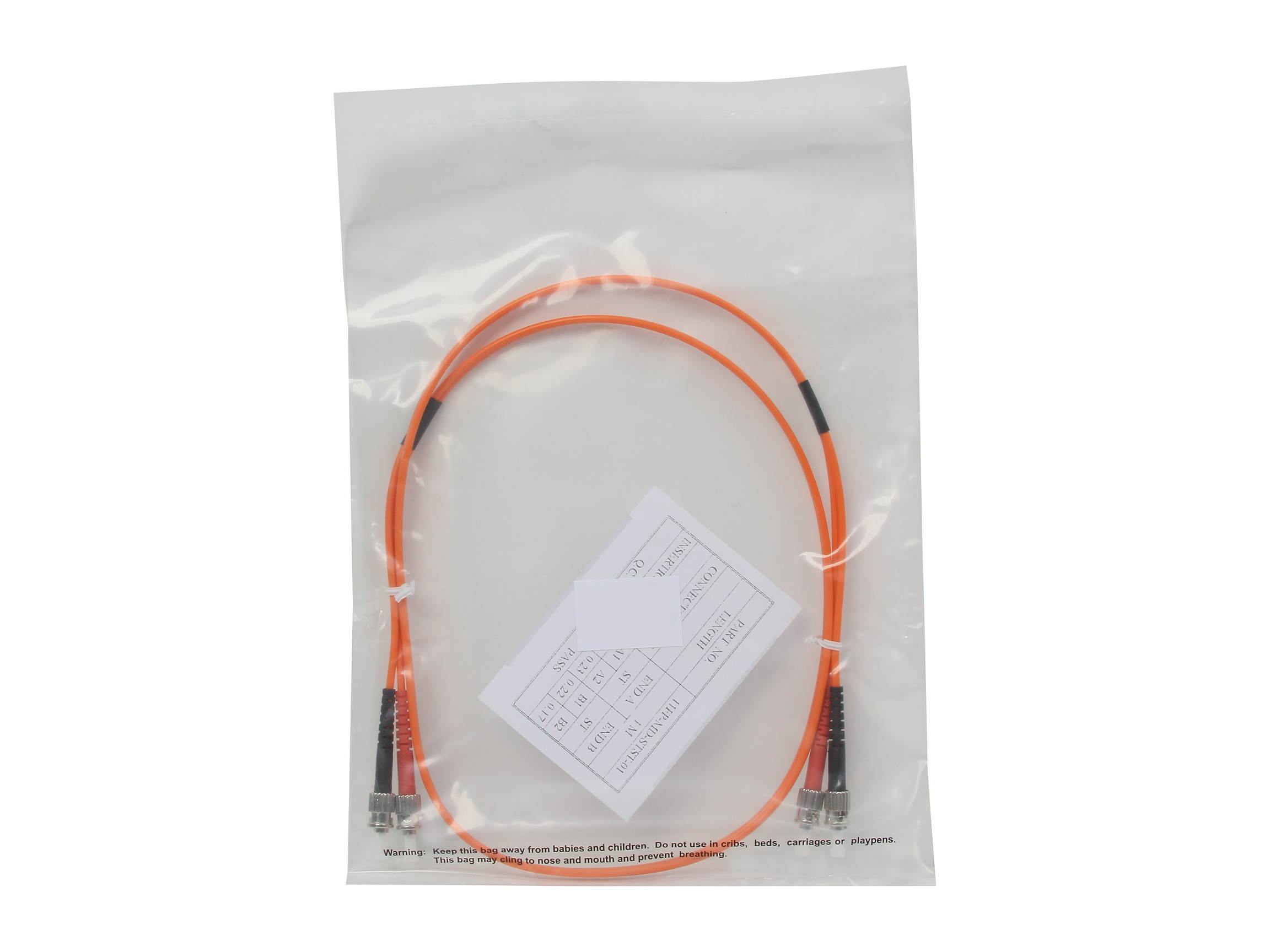 BYTECC MD-ST1 1m MD-ST ST to ST Duplex (2 Strand) Cable, Multi Mode 62.5/125 Standard Zipcore