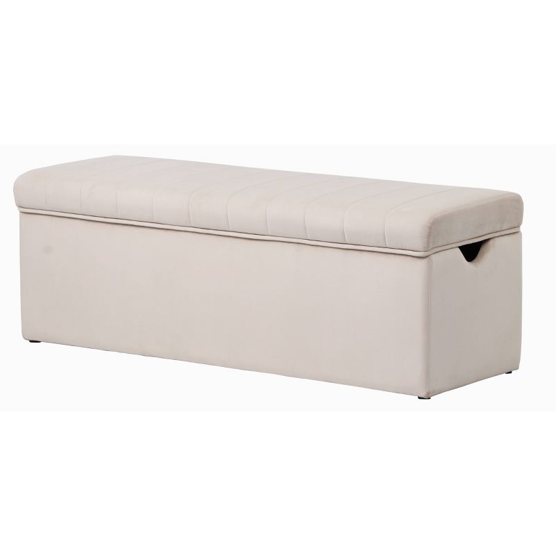Cameron Lift Top Storage Bench Velvet Cream - ACEssentials