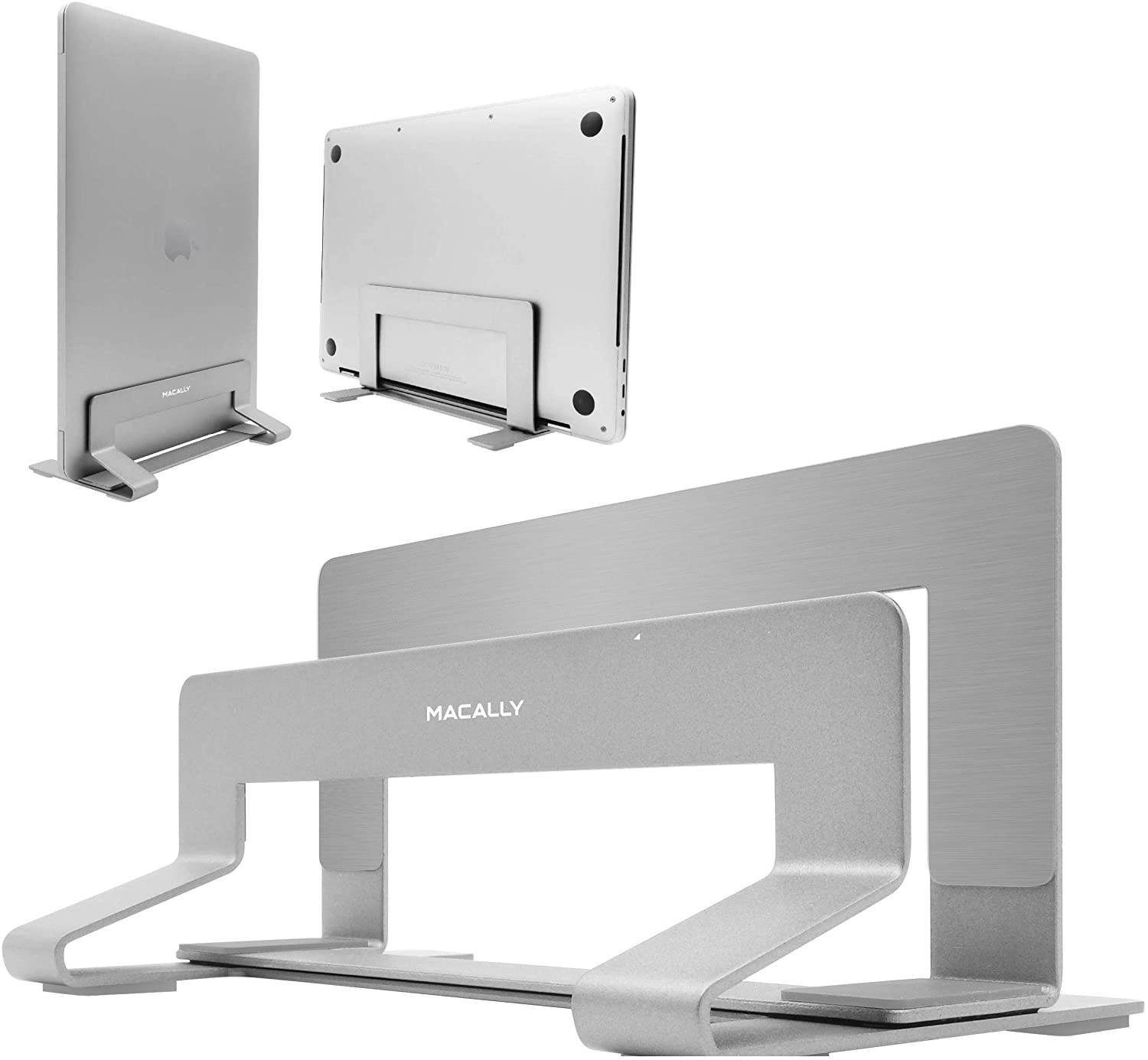 Macally Ultra Slim Wired Computer Keyboard and Vertical Laptop Stand, Declutter to Boost Productivity