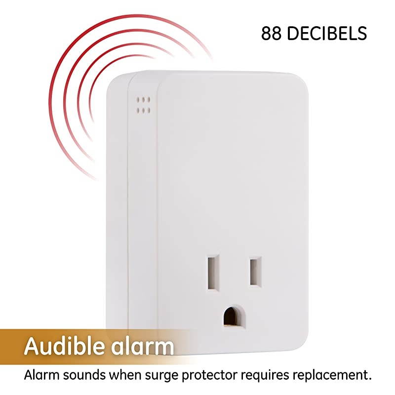 UltraPro Sur Protector with Audible End of Service Alarm 2 Pack Fits Behind HardtoReach Areas 1 Outlet 1080 Joules Protection Rating 53868 White