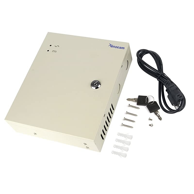 18 Channel 12 Volt DC Output CCTV Distributed Power Supply Box for Security Camera with 18 Pcs. DC Male Pigtail