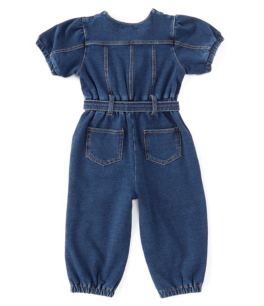 Habitual Baby Girls 12-24 Months Puff Short-Sleeve Tie-Waist Denim Jumpsuit