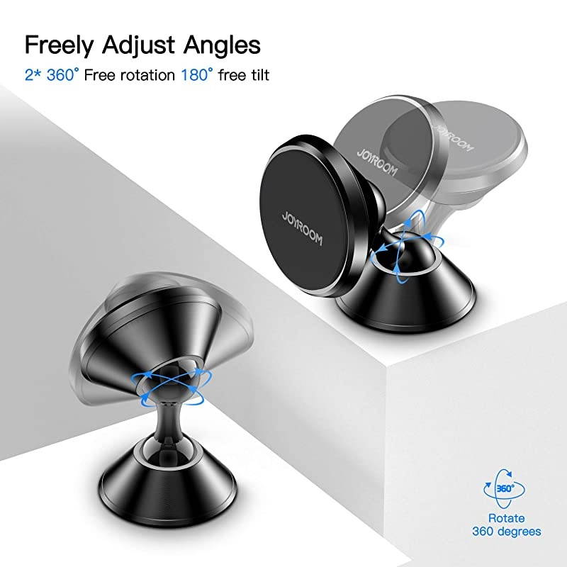 Magnetic Phone Mount for Dashboard,  [Strong Magnets6] Phone Holder for Car, 360&deg; Adjustable Black Alloy Car Mount, Magnetic Phone Holder for Car