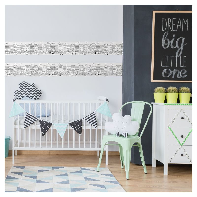 Tempaper Kids' Galaxy Self-Adhesive Removable Borders Wallpaper Out Of This World Black