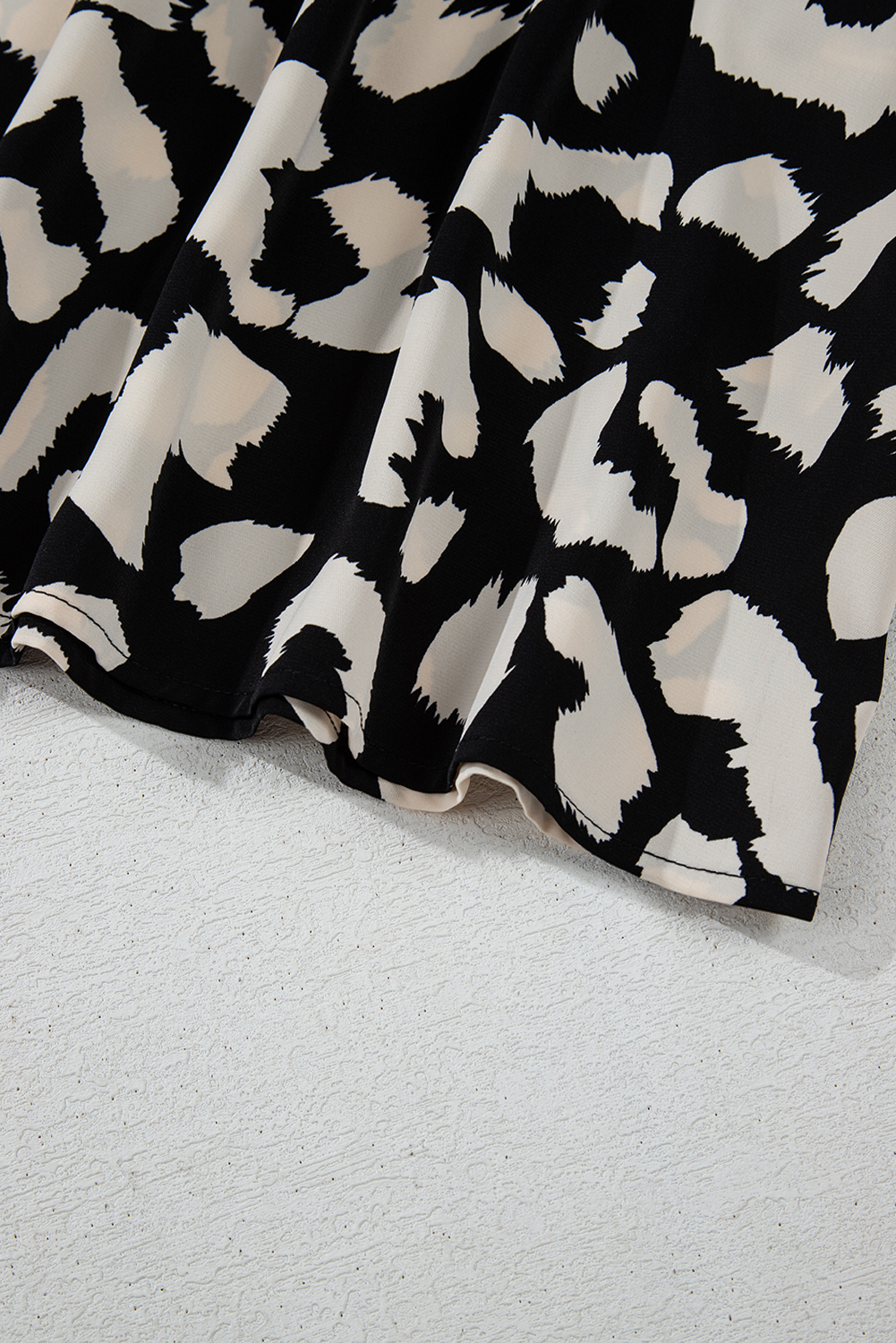 White Frill Mock Neck Sleeveless Tiered Floral Dress