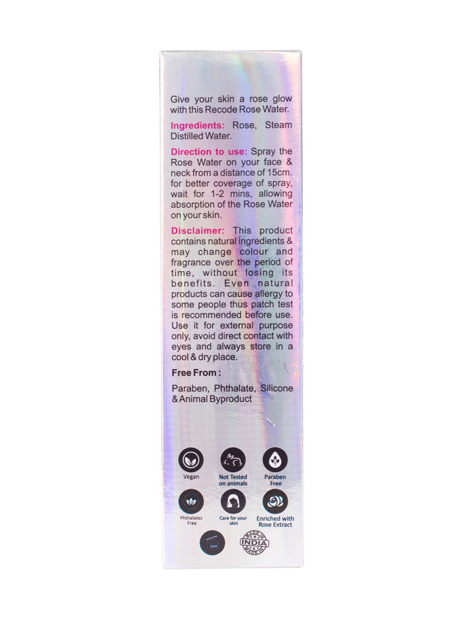 Recode Steam Distilled Rose Water - 200 ml