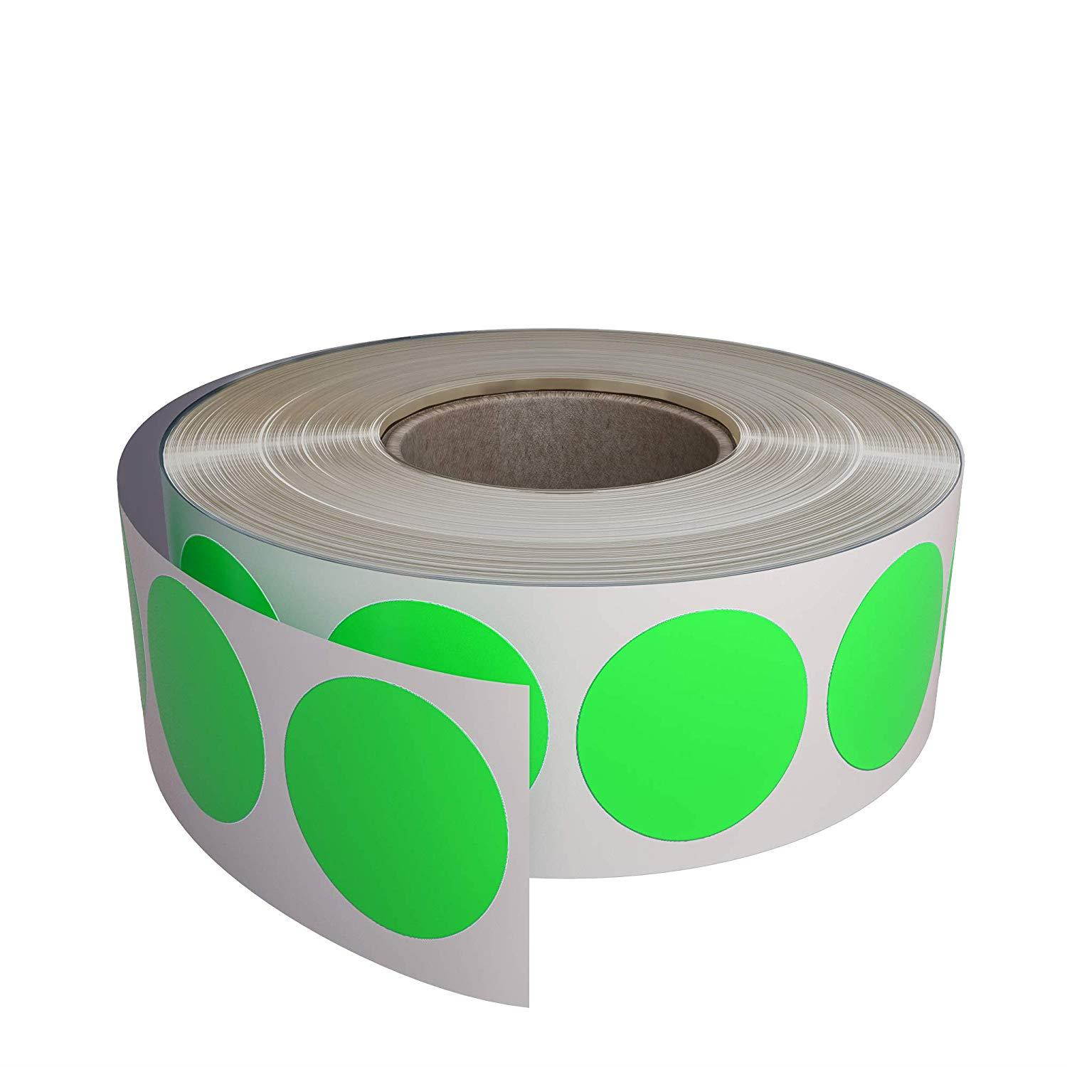 Color Coding Sticker for Labeling and Inventory - Bright neon Green Labels dots in Rolls with Permanent Adhesive - 1050 Pack by Royal Green
