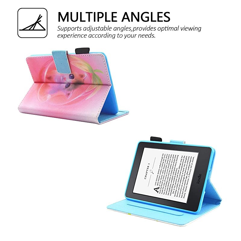 Kindle Paperwhite Case,  Ultra Thin Lightweight Folio Stand Smart Magnetic Cover with Card Slots [Auto Sleep/Wake] for 6.0"  Kindle E-Reader (Fit 2012/2013/2015/2016/2018 Version), Pink Cat