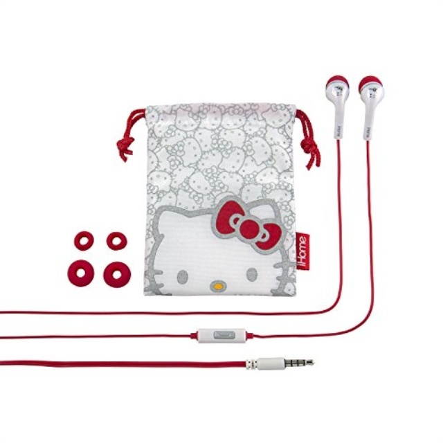iHome Hello Kitty Noise Isolating Earbuds with In Line Microphone and Protective pouch (Si-M15HY.FXV6)