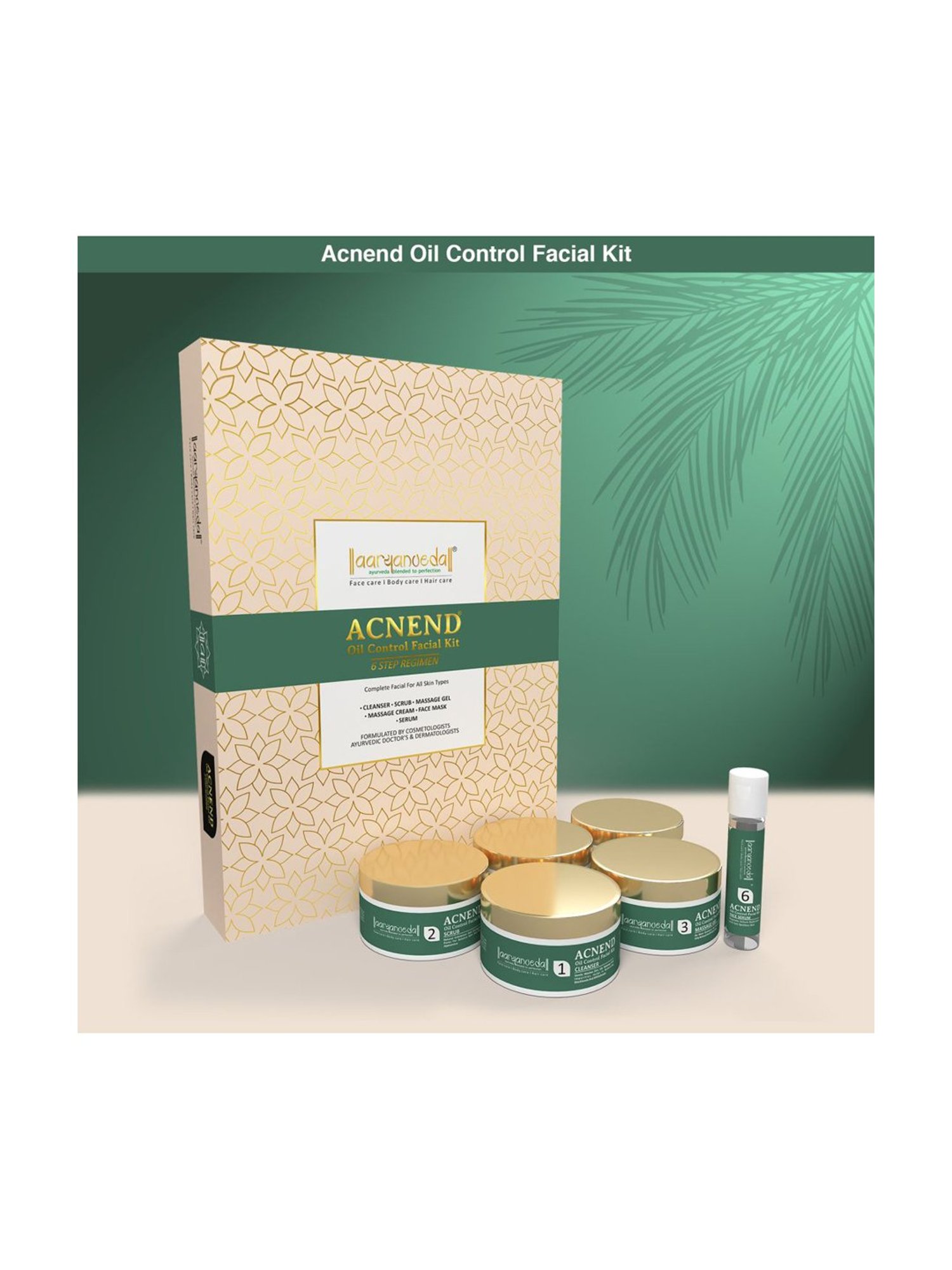 Aryanveda Acnend Oil Control Facial Kit, A Complete Solution With 6 Step Regimen