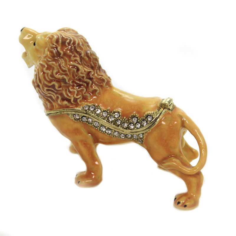 Hinged Trinket Box 3.0" Lion Hinged Trinket Box Crystals Enamel  -  Decorative Figurines