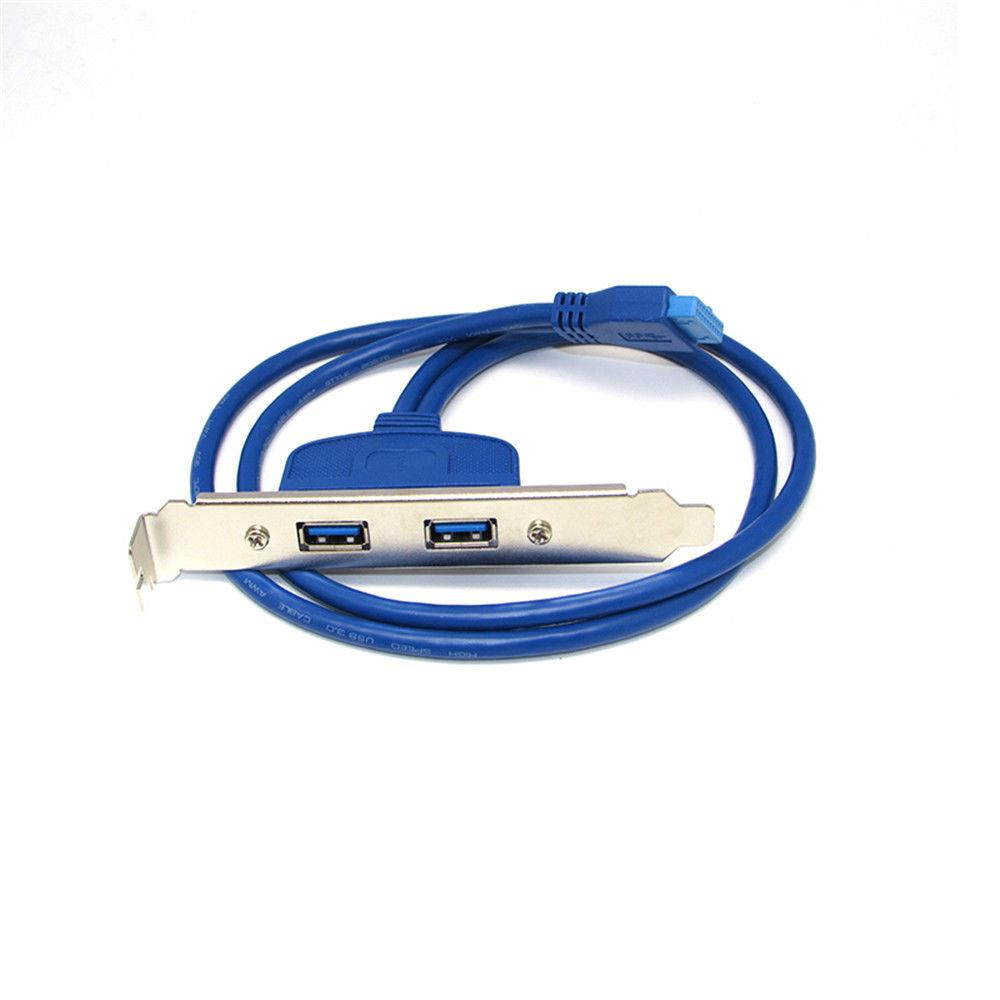 Deconn USB 3.0 Bracket to 20-Pin Back Panel Expansion Header Cable 2-Port blue