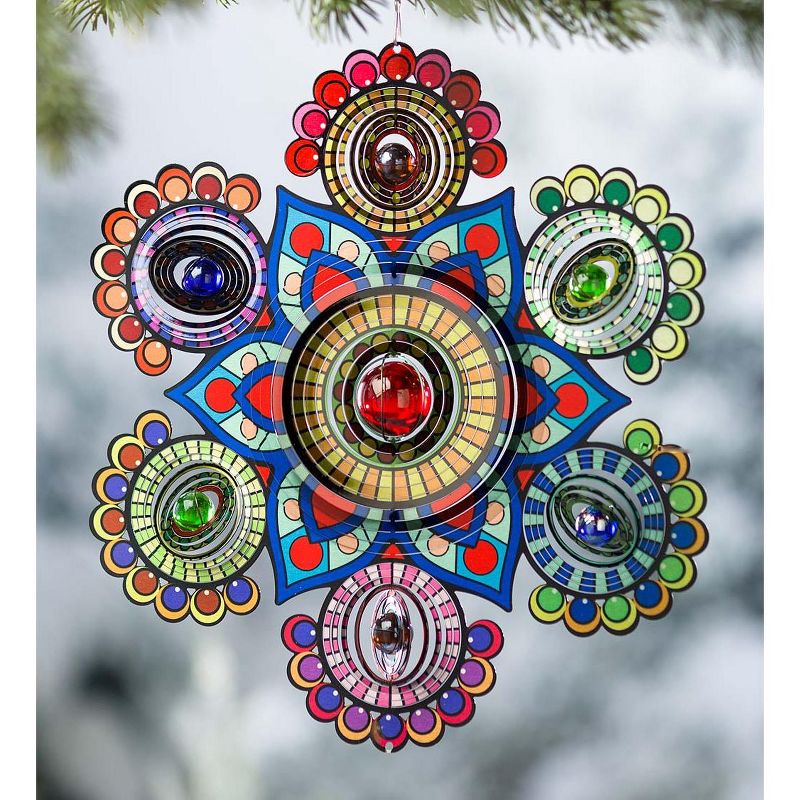Wind & Weather Multi-Colored Glass Beaded Metal Spinner