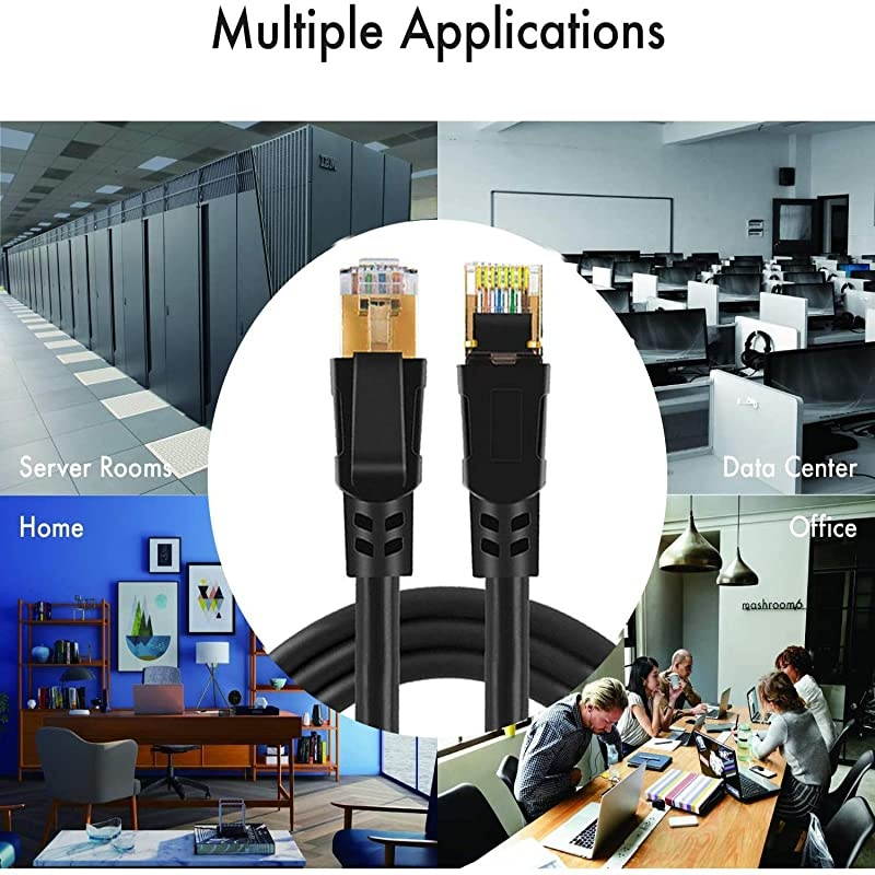 8 Ethernet Cable 100ft Shielded, 26AWG Lastest 40Gbps 2000Mhz SFTP Patch Cord, Heavy Duty High Speed 8 LAN Network RJ45 Cable- in Wall, Outdoor, Weatherproof Rated for Router, Modem, Gaming