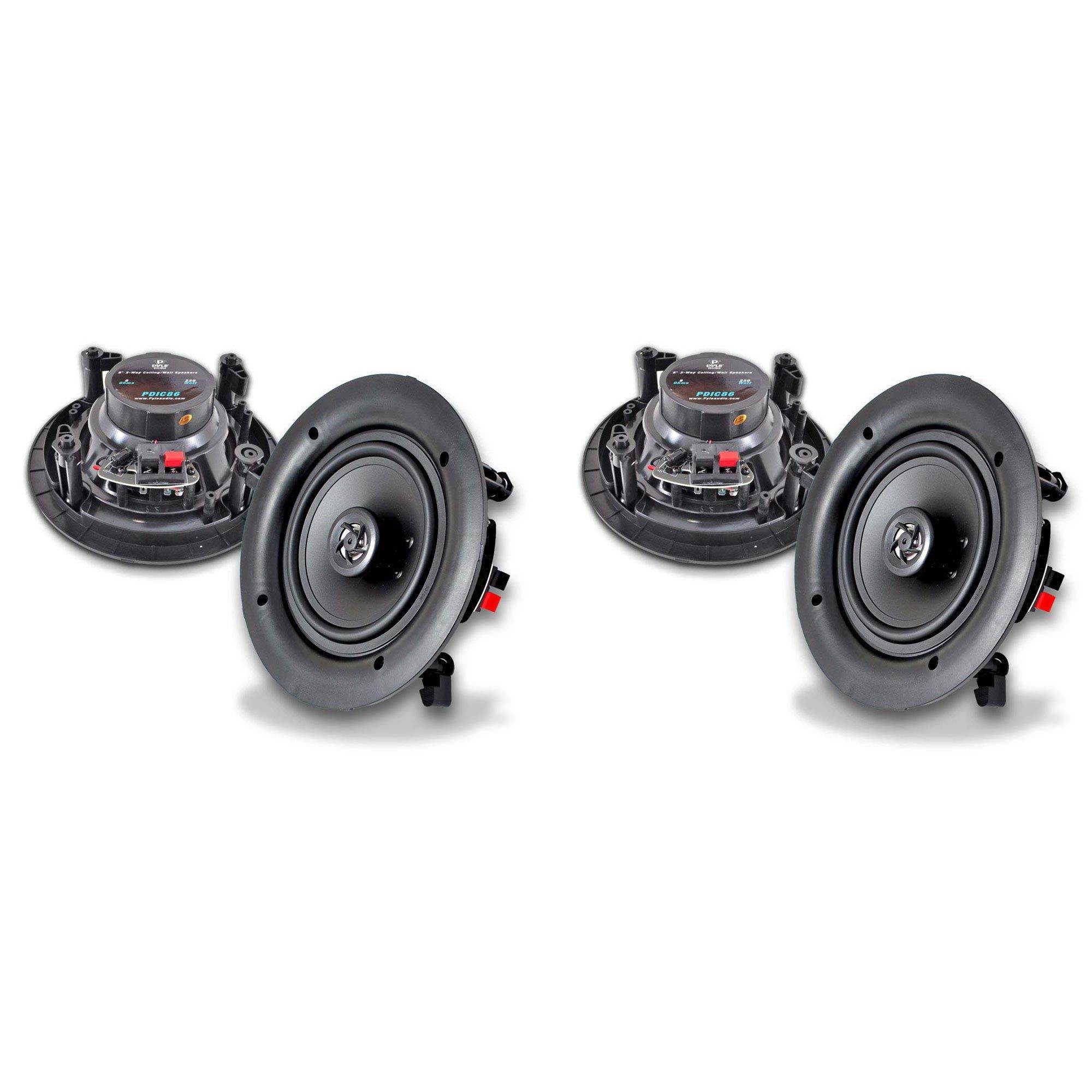 Pyle 8" Flush Mount Wall & Ceiling 250W 2-Way Stereo Speakers (4 Pack)