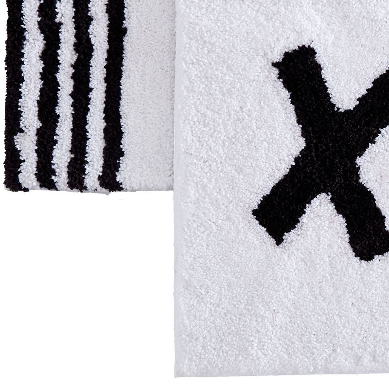 2pc Bold Striped Bath Rug Set White - Betseyville