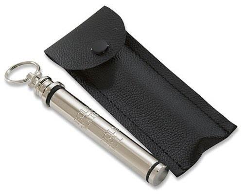 nickel plated brass 4 3/4" holy water travel sprinkler with leather burse case