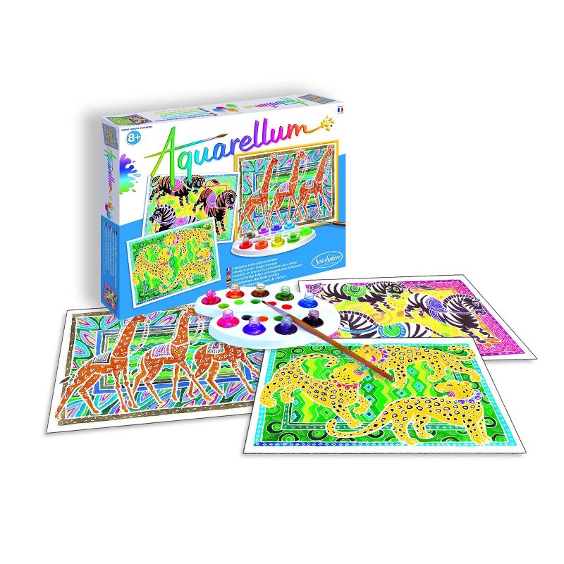 15pc Aquarellum Zebras Giraffes and Panther Painting Kit - SentoSphere USA