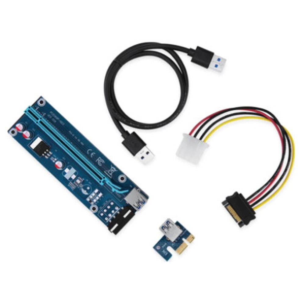 PCI-E Express 1X to 16X Riser Card 4pin USB 3.0 PCI-E Riser Extender Cable with Power Supply for Bitcoin Miner Mining