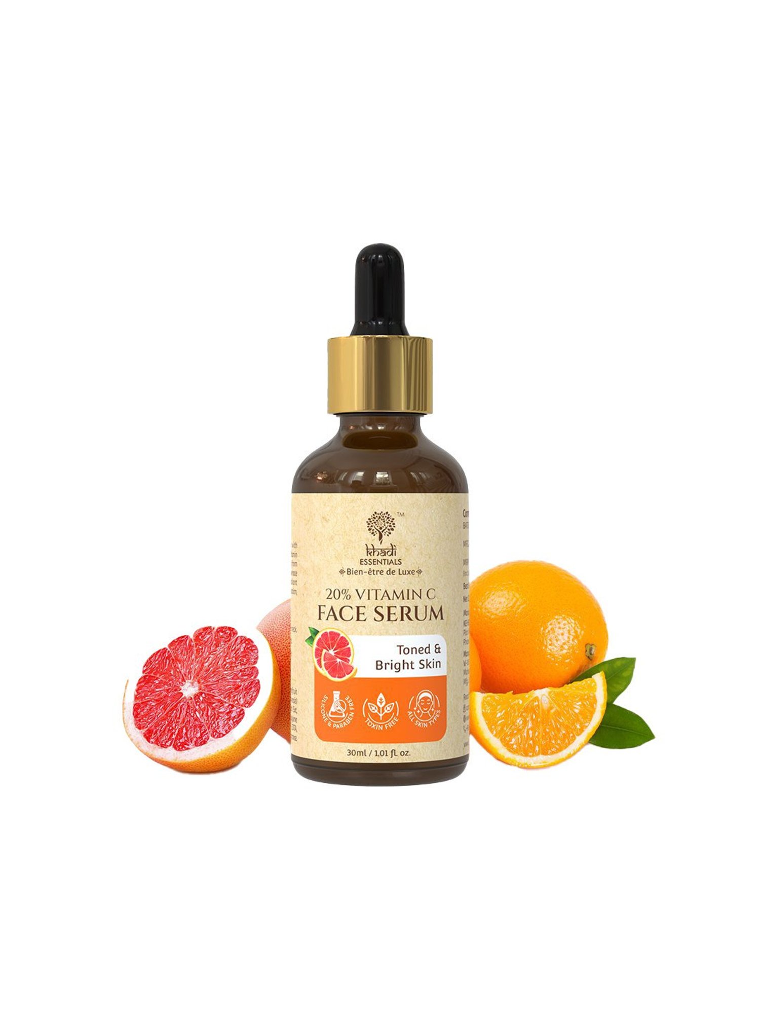 Khadi Essentials 20% Vitamin C Face Serum with Grapefruit for Toned & Bright Skin - 30 ml