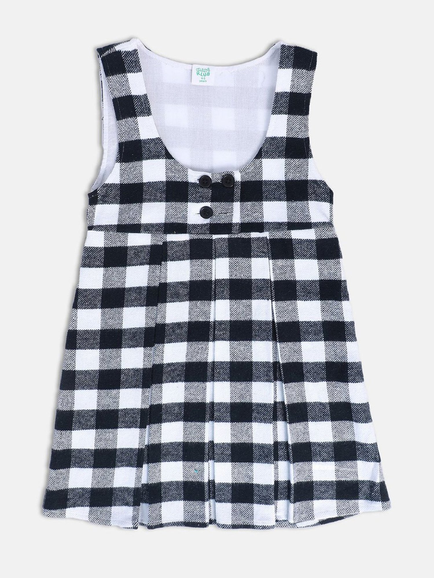 MINIKLUB Kids Black & White Checks Full Sleeves Top with Pinafore Dress