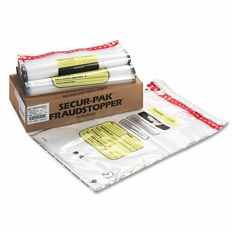 MMF Industries 16 Bundle Capacity Tamper-Evident Cash Bags 20 x 28 Clear 100
