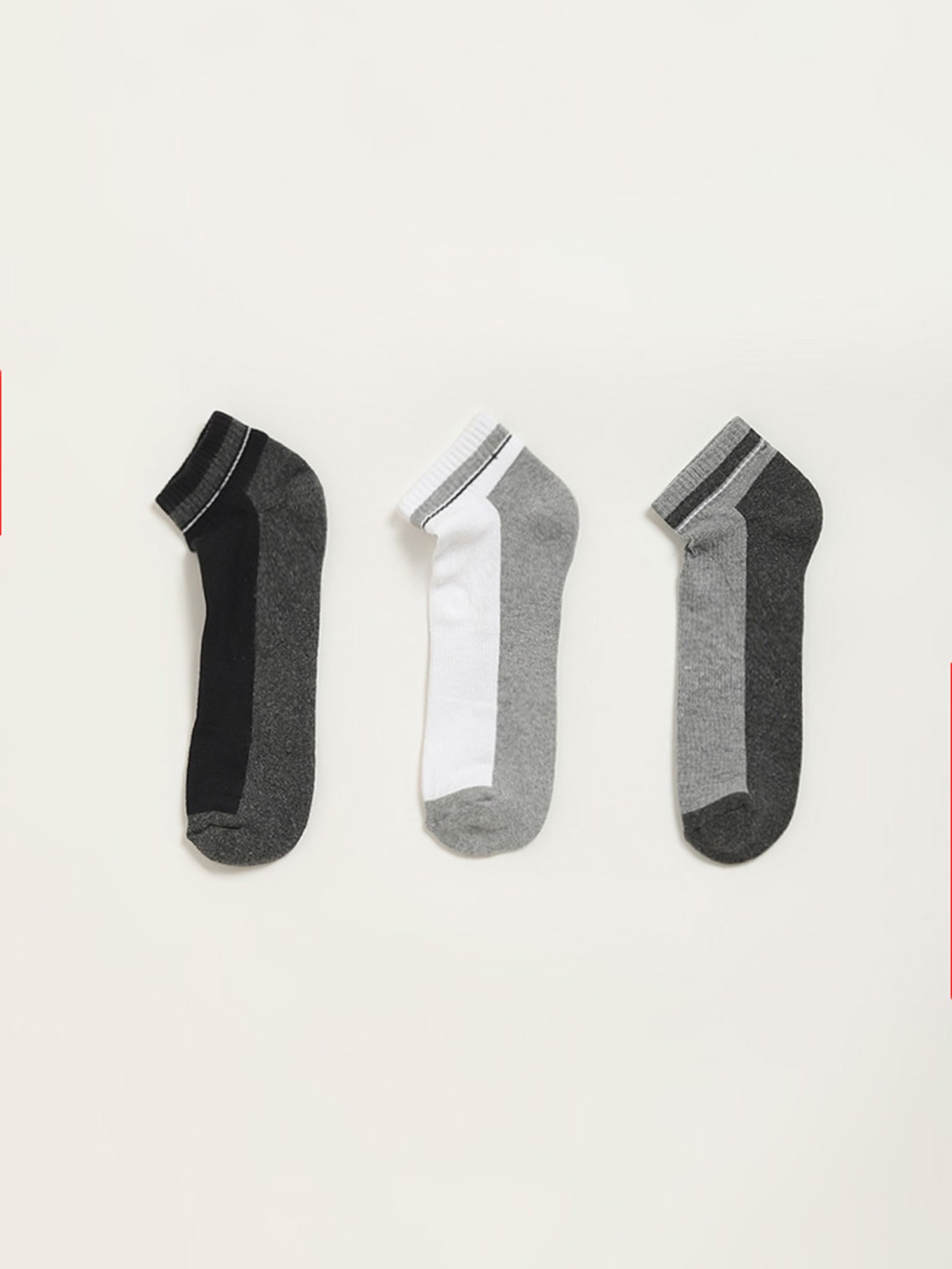 WES Lounge by Westside Grey Printed Trainer Socks - Pack of 3