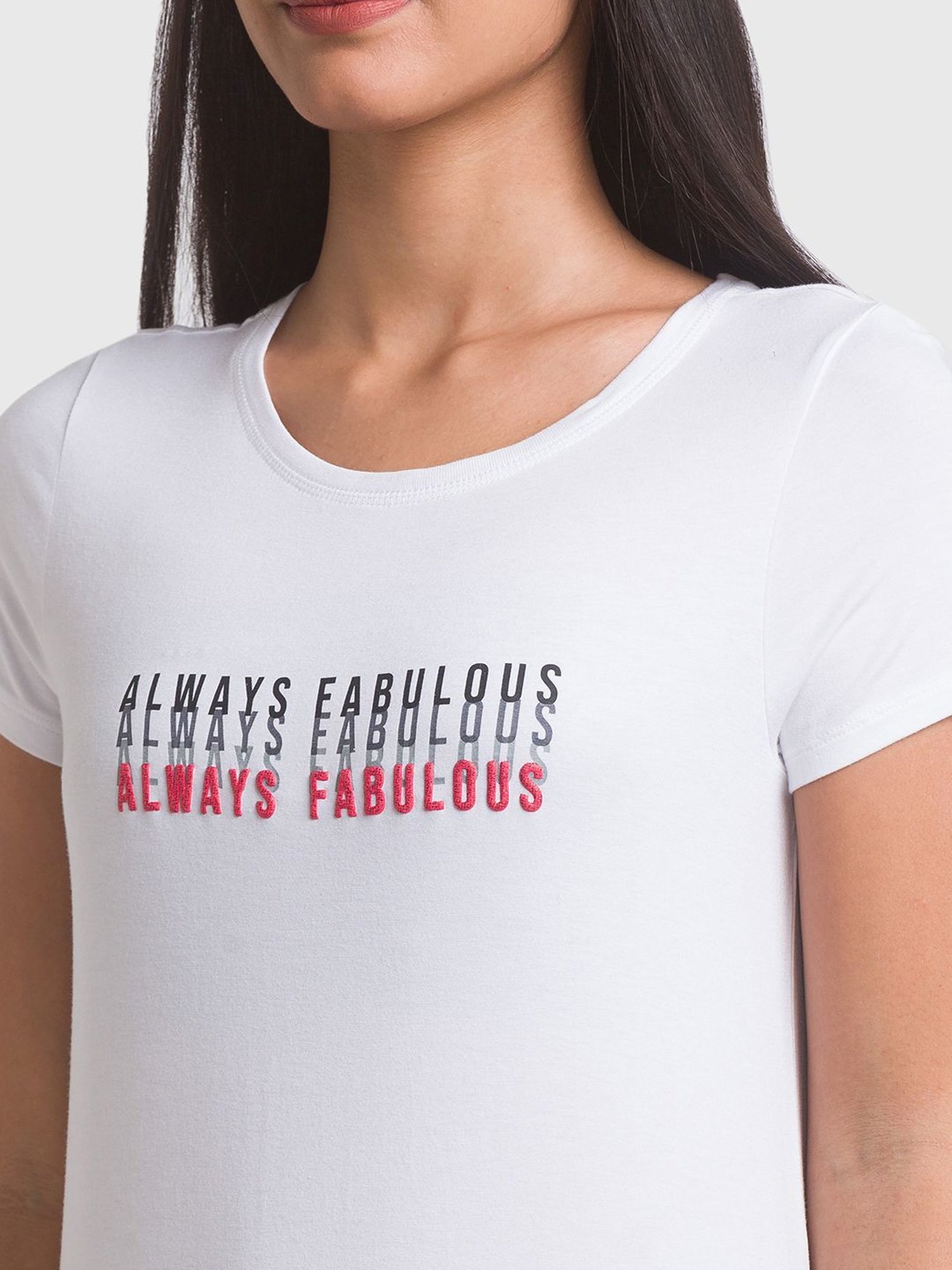 Spykar White Printed T-Shirt