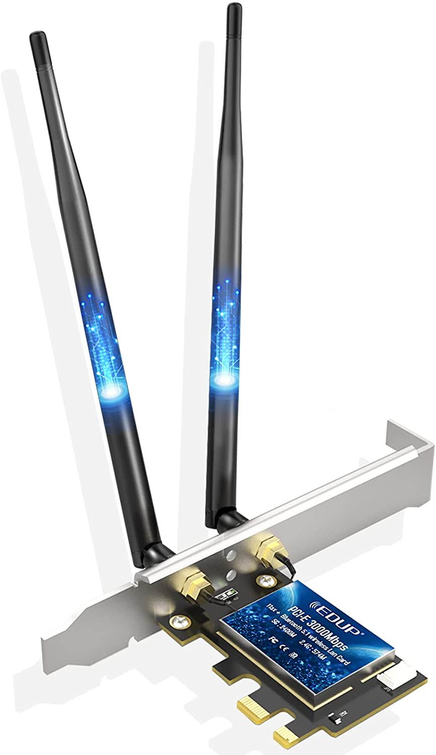 WiFi 6 Card Bluetooth 5.1 AX 3000 Mbps AX200 Dual Band 5.GHz/2.4GHz PCI-E Wireless WiFi Network Adapter Card for Desktop Windows 10 64-bit