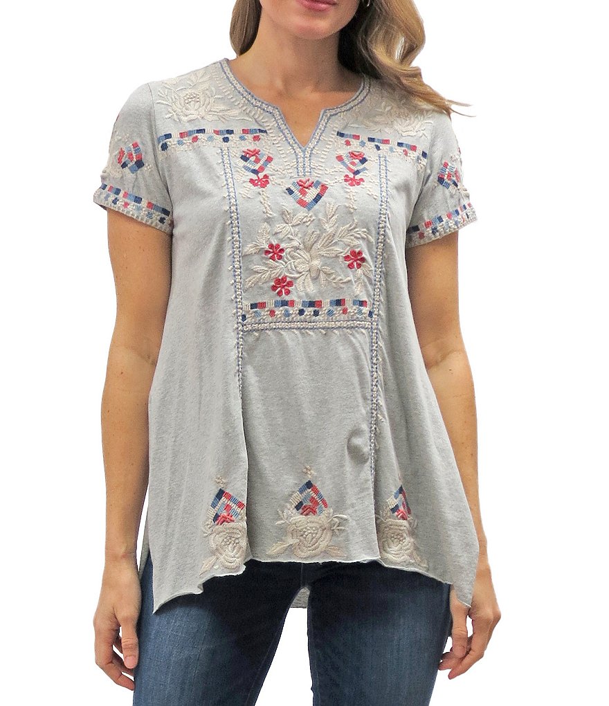 Karyn Seo Aura Vintage Inspired Floral Embroidered Cotton Tunic