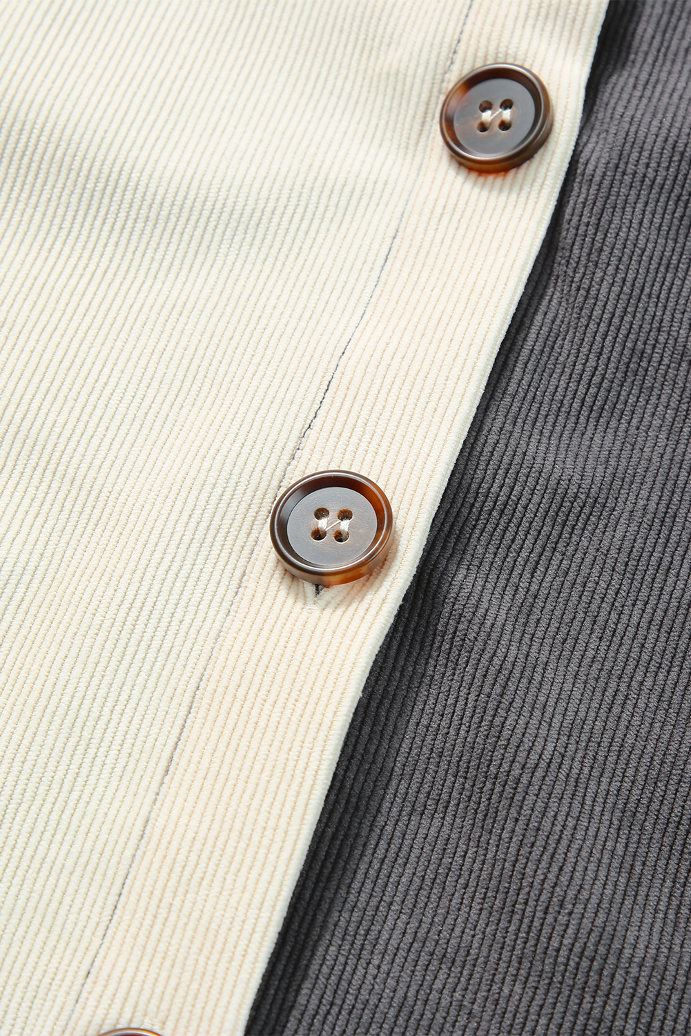 Gray Color Block Leopard Patchwork Casual Corduroy Shacket