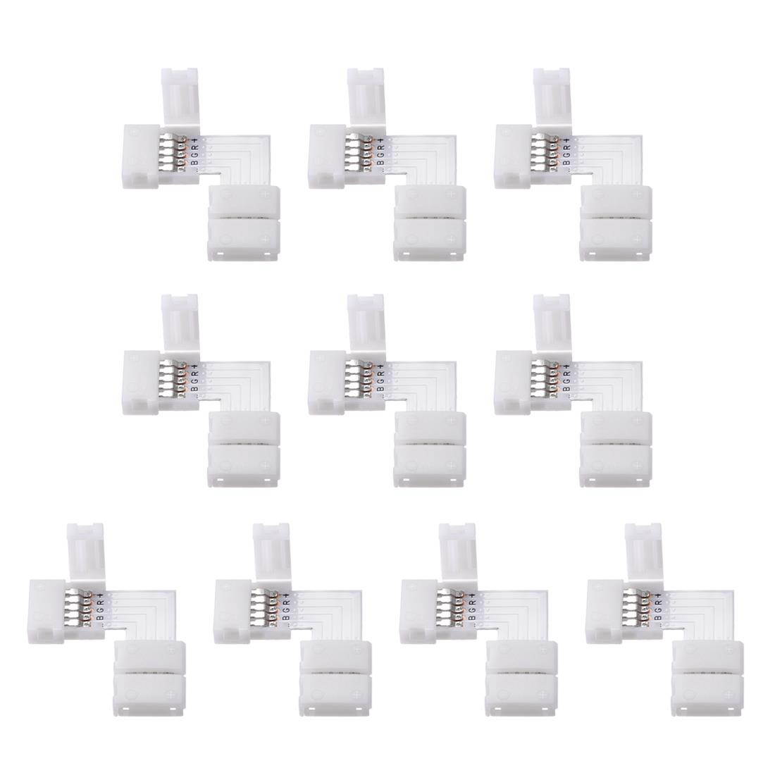 10mm 5P L-shape LED Strip Connector Right Angle Corner Connectors Clip for 5050 3528 RGB 5 Conductor LED Strip Lights Strip to Strip 10Pcs
